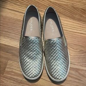 J/Slides Women's Silver Slip-On Shoes